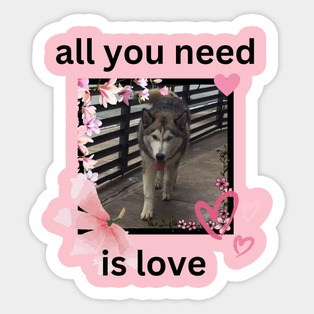 Husky Walking All You Need Is Love Sticker by efgio